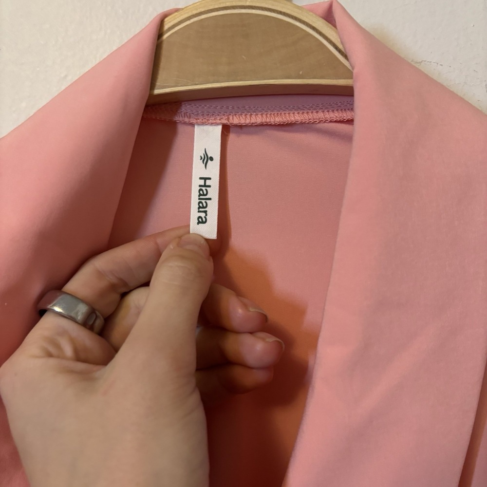 NEW Halara Maxi Dress Wrap Pink Lightweight Ruffle M Activewear - Picture 2 of 6